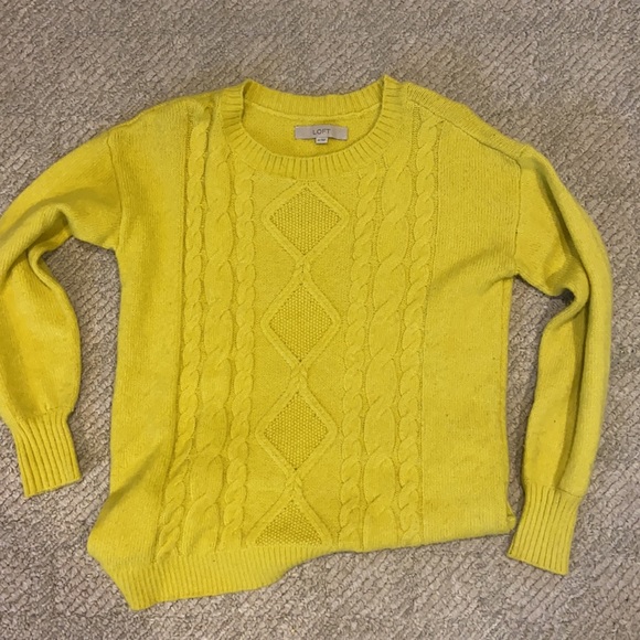 LOFT Yellow Pull-over Cable-knit sweater size XS - Picture 2 of 5